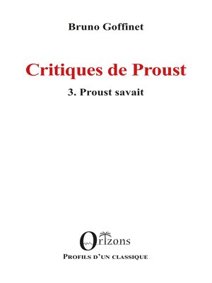 cover image of Critiques de Proust, 3